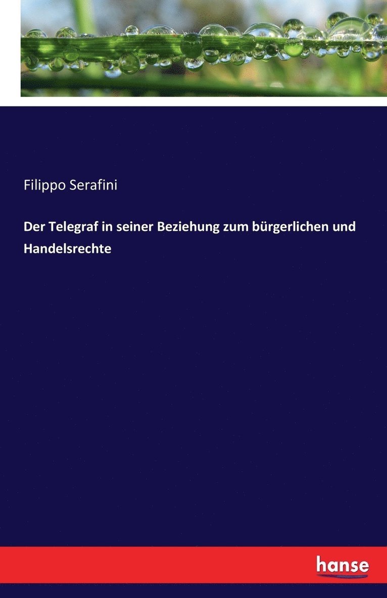 Filippo Serafini - Telegraf in seiner Beziehung zum bürgerlichen und Handelsrechte, Häftad
