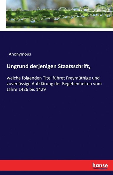 bokomslag Ungrund derjenigen Staatsschrift,