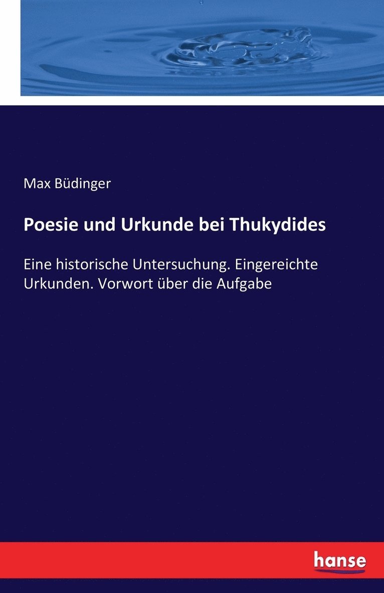 Poesie und Urkunde bei Thukydides 1