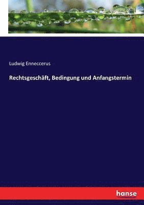 bokomslag Rechtsgeschft, Bedingung und Anfangstermin