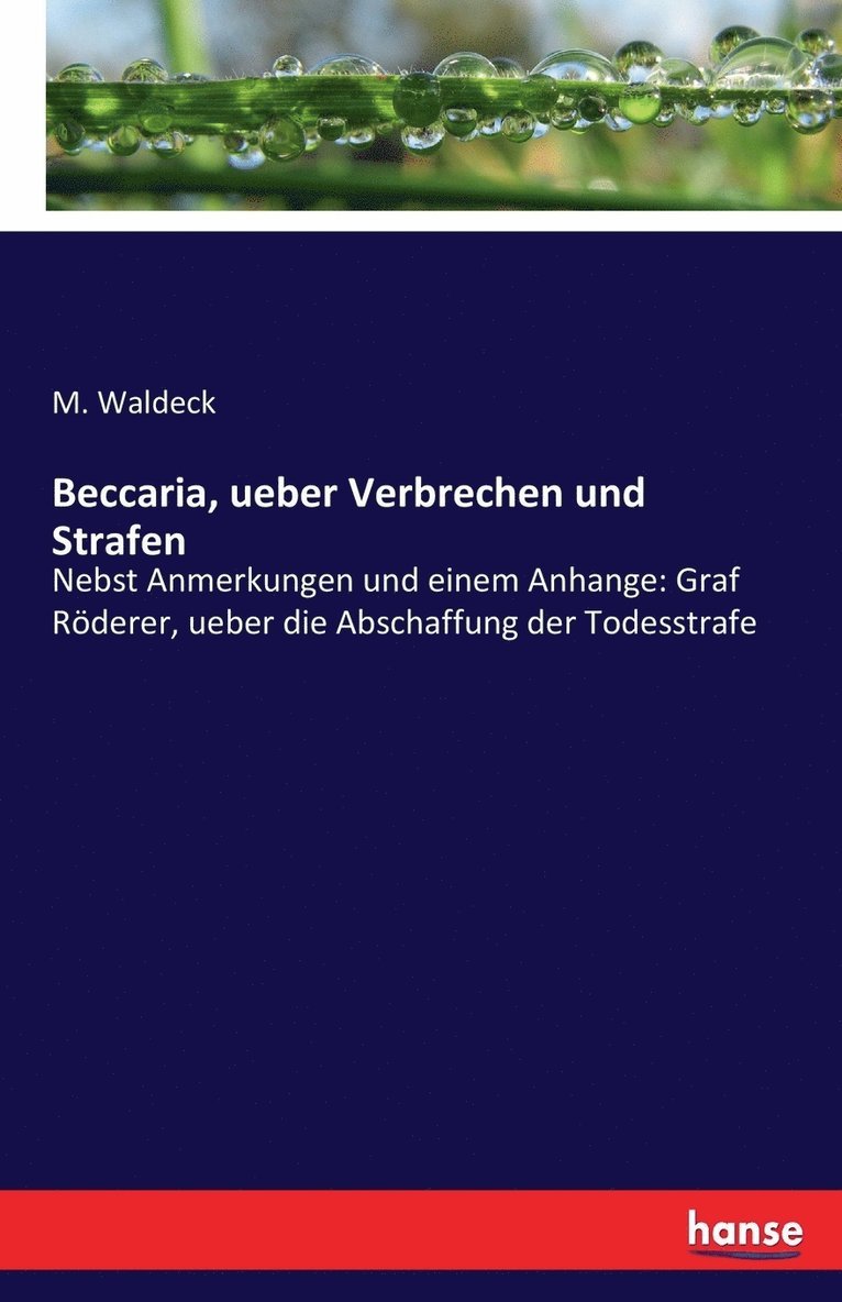 Beccaria, ueber Verbrechen und Strafen