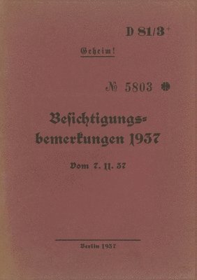 bokomslag D 81/3+ Besichtigungsbemerkungen 1937 - Geheim