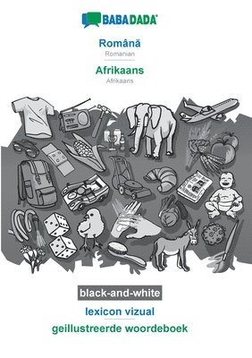 bokomslag BABADADA black-and-white, Romn&#259; - Afrikaans, lexicon vizual - geillustreerde woordeboek