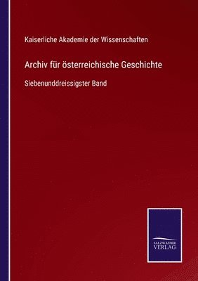 bokomslag Archiv fr sterreichische Geschichte