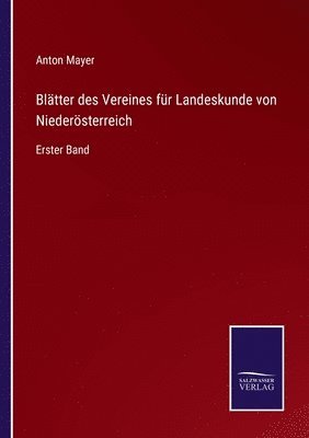 bokomslag Bltter des Vereines fr Landeskunde von Niedersterreich