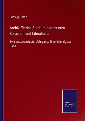 bokomslag Archiv fur das Studium der neueren Sprachen und Literaturen