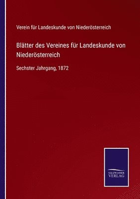 bokomslag Blätter des Vereines für Landeskunde von Niederösterreich