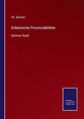 bokomslag Schlesische Provinzialbltter