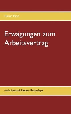 bokomslag Erwagungen zum Arbeitsvertrag