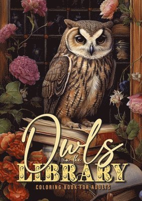 Owln in the Library Coloring Book for Adults 1