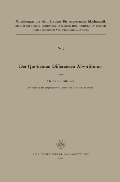 bokomslag Der Quotienten-Differenzen-Algorithmus