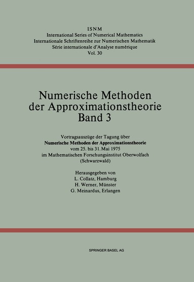 Meinardus, Collatz, Werner - Numerische Methoden der Approximationstheorie/Numerical Methods of Approximation Theory, Häftad