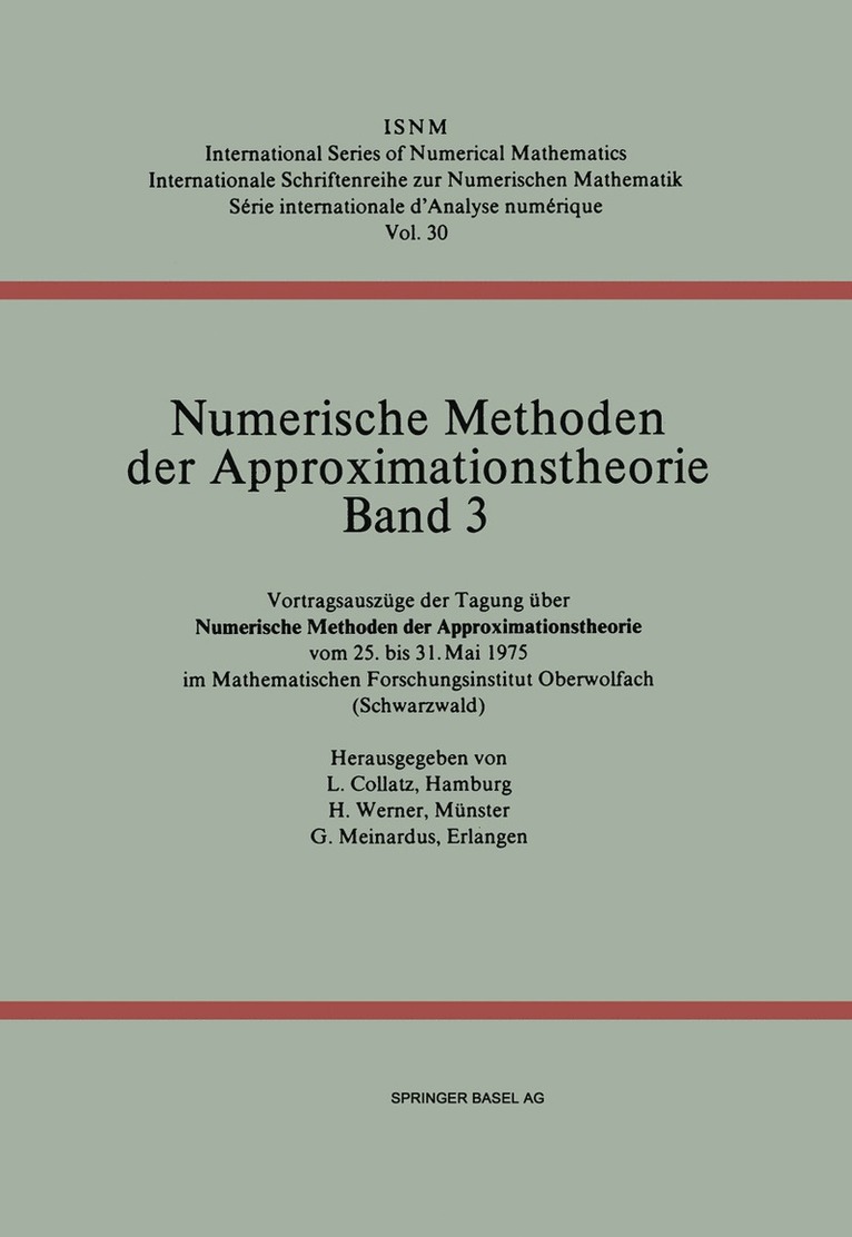 Meinardus, Collatz, Werner - Numerische Methoden der Approximationstheorie/Numerical Methods of Approximation Theory, Häftad