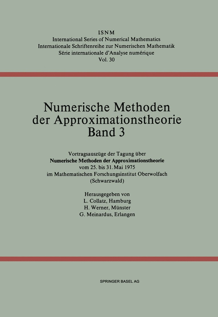 Numerische Methoden der Approximationstheorie/Numerical Methods of Approximation Theory 1