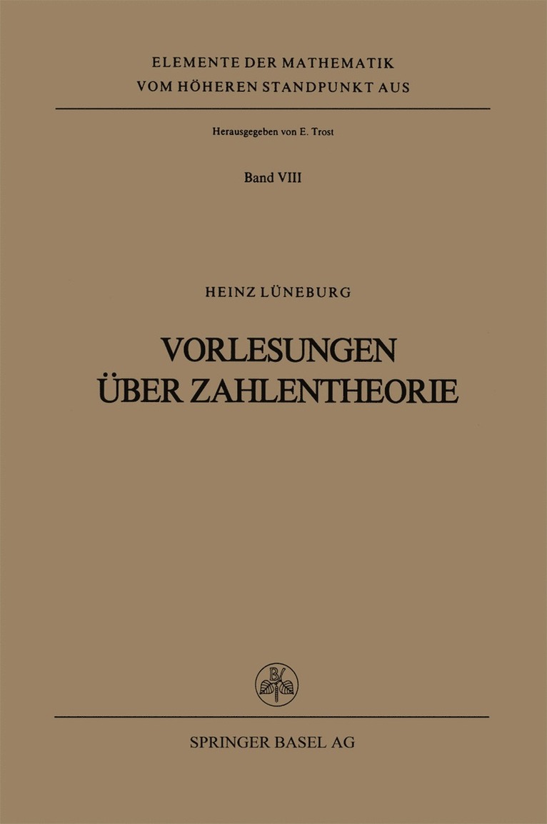 Vorlesungen über Zahlentheorie