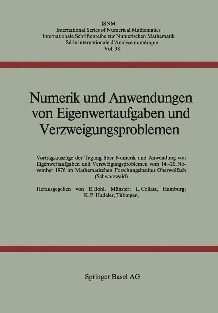 Numerik und Anwendungen von Eigenwertaufgaben und Verzweigungsproblemen 1