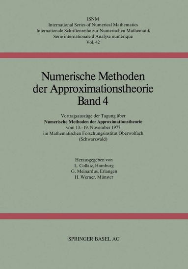 COLLATZ, MEINARDUS, WERNER - Numerische Methoden der Approximationstheorie, Häftad