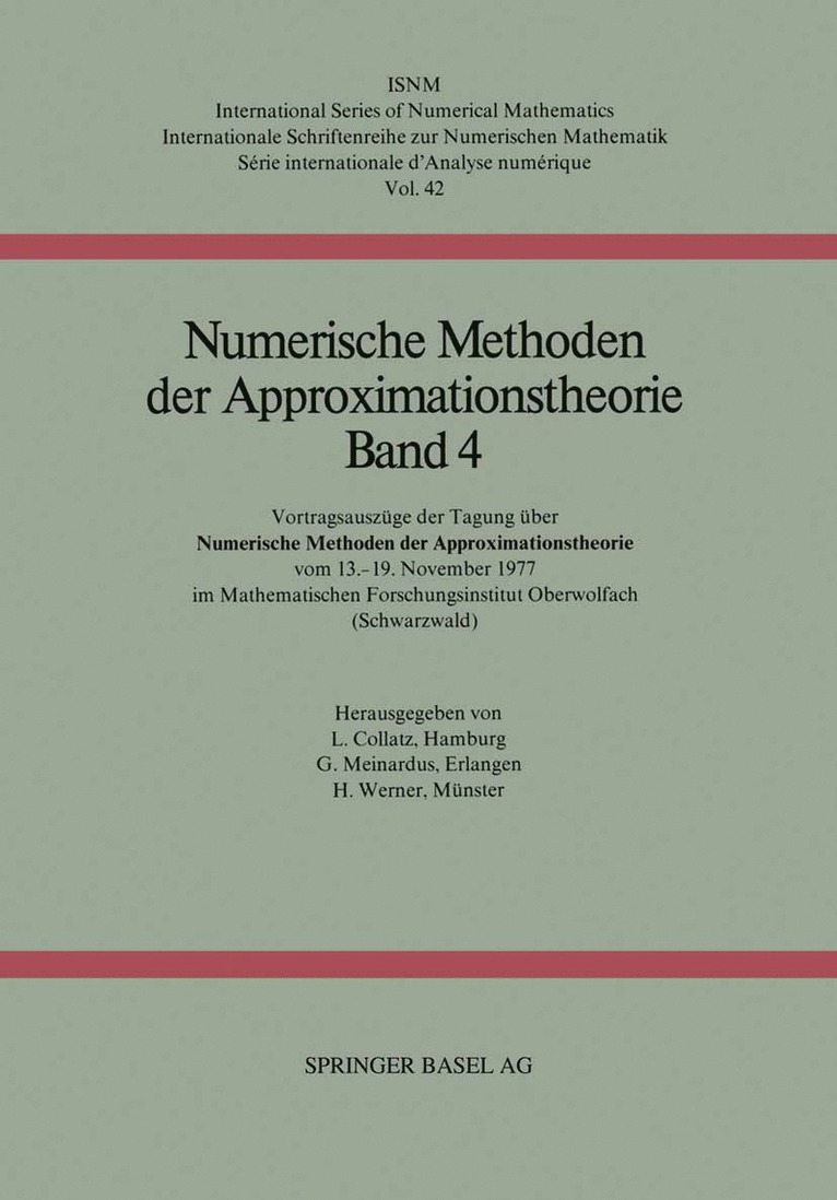 COLLATZ, MEINARDUS, WERNER, Collatz, Meinardus, Werner - Numerische Methoden der Approximationstheorie, Häftad