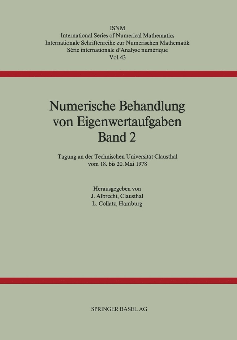 Albrecht, Collatz - Numerische Behandlung von Eigenwertaufgaben Band 2, Häftad