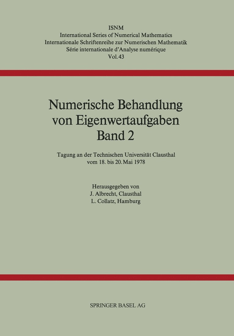 Numerische Behandlung von Eigenwertaufgaben Band 2 1