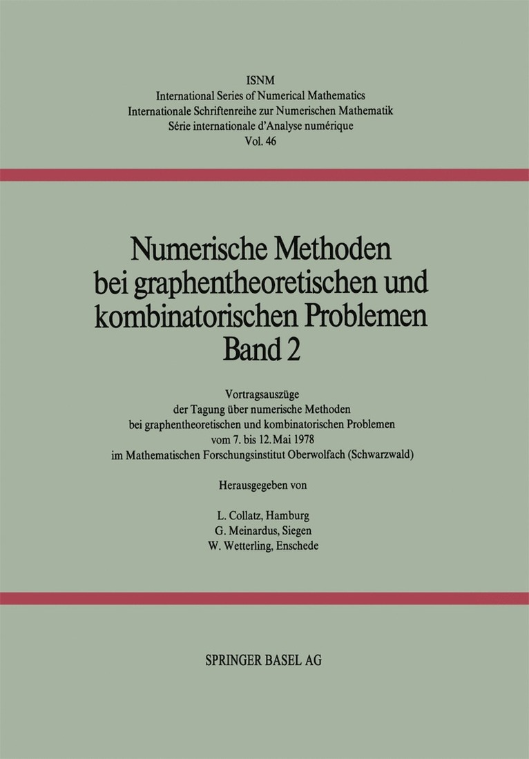 COLLATZ, MEINARDUS, WETTERLING, Collatz, Meinardus, Wetterling - Numerische Methoden bei graphentheoretischen und kombinatorischen Problemen, Häftad