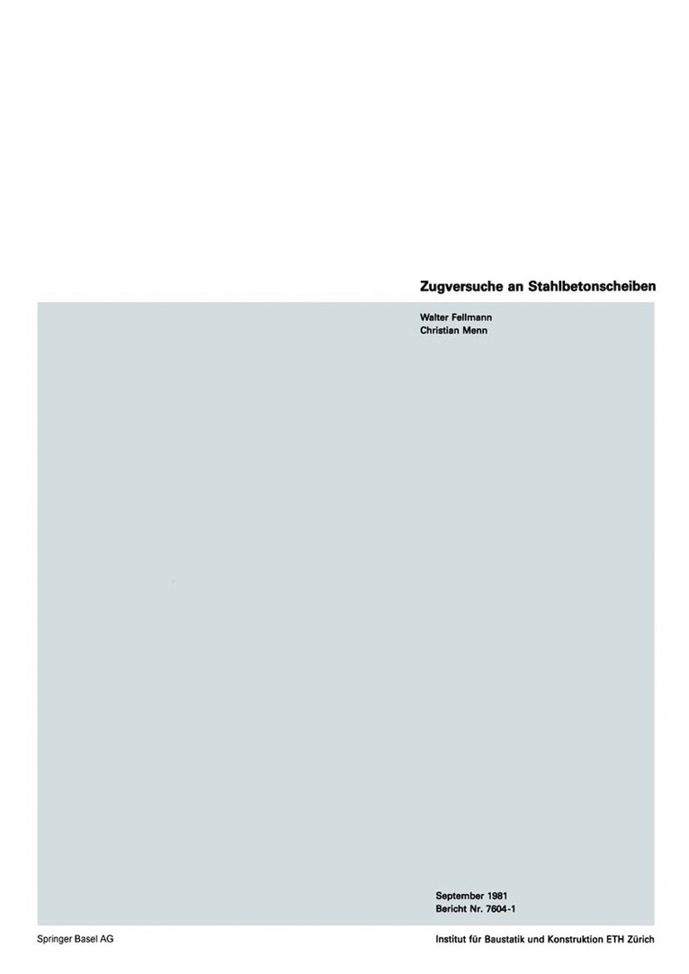 FELLMANN, MENN, Fellmann, Menn - Zugversuche an Stahlbetonscheiben, Häftad