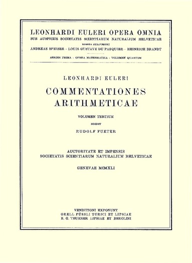 bokomslag Commentationes arithmeticae 4th part