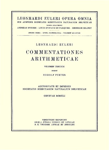 Leonhard Euler, Ferdinand Rudio, Adolf Krazer, Paul Stäckel - Commentationes algebraicae ad theoriam aequationum pertinentes, Inbunden
