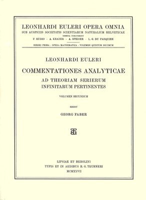 bokomslag Commentationes analyticae ad theoriam serierum infinitarum pertinentes 3rd part, 1st section