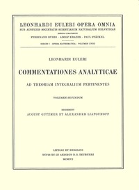 bokomslag Commentationes analyticae ad theoriam integralium pertinentes 2nd part