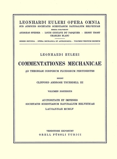 bokomslag Commentationes mechanicae ad theoriam corporum fluidorum pertinentes 2nd part