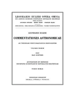 Commentationes astronomicae ad theoriam perturbationum pertinentes 1st part 1