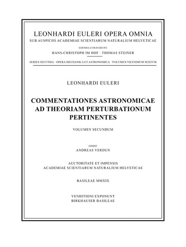 Leonhard Euler, Andreas Verdun - Commentationes astronomicae ad theoriam perturbationum pertinentes 2nd part, Inbunden