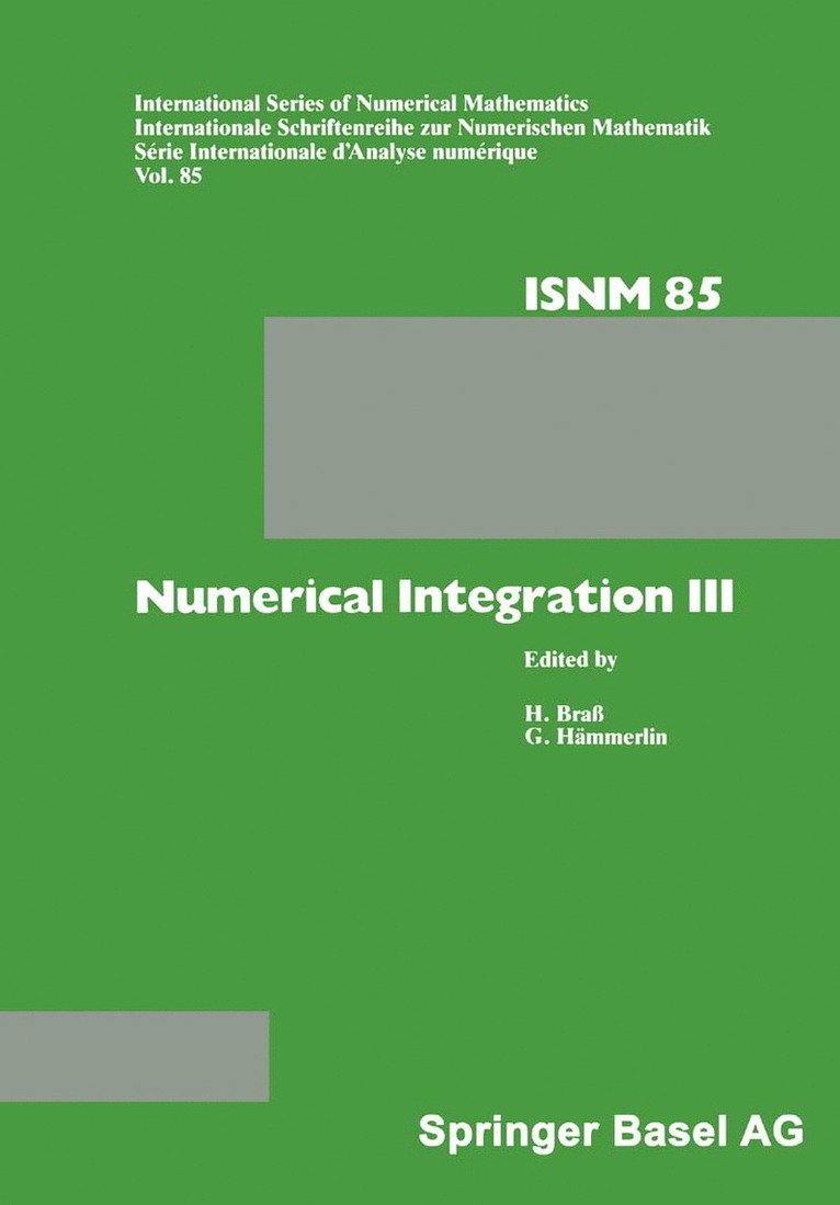 HÄMMERLIN, BRASS, Hämmerlin, Brass, Ha"mmerlin - Numerical Integration III, Häftad