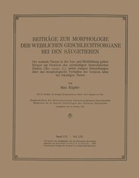 bokomslag Beitrge zur Morphologie der Weiblichen Geschlechtsorgane bei den Sugetieren