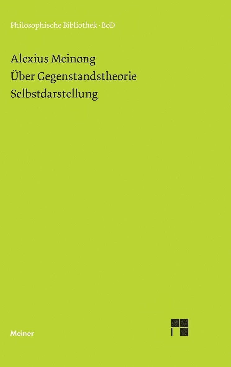 ber Gegenstandstheorie. Selbstdarstellung. 1