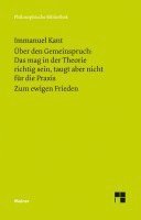 bokomslag Über den Gemeinspruch: Das mag in der Theorie richtig sein, taugt aber nicht für die Praxis / Zum ewigen Frieden