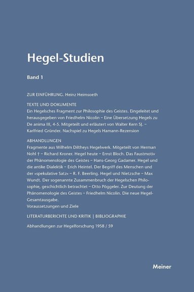 Otto Pöggeler, Friedhelm Nicolin - Hegel-Studien / Hegel-Studien Band 1 (1961), Häftad