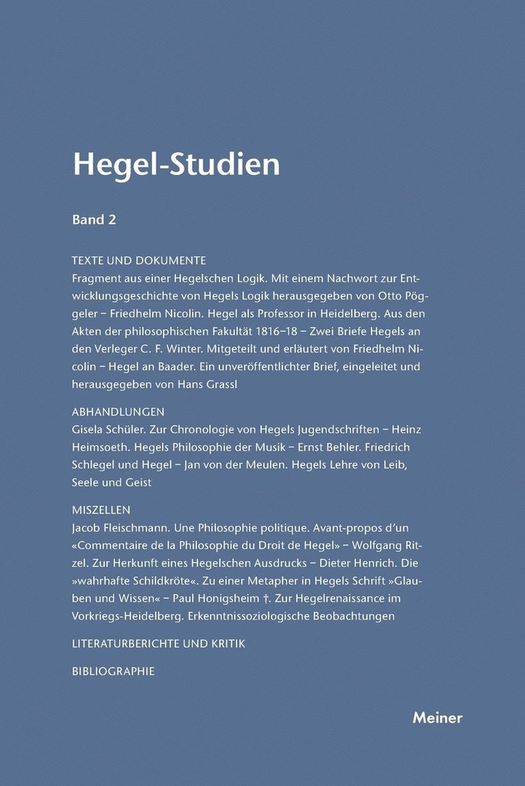 Otto Pöggeler, Friedhelm Nicolin - Hegel-Studien / Hegel-Studien Band 2 (1963), Häftad