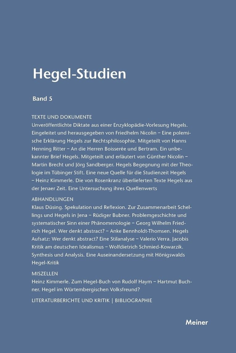 Otto Pöggeler, Friedhelm Nicolin - Hegel-Studien / Hegel-Studien Band 5 (1969), Häftad