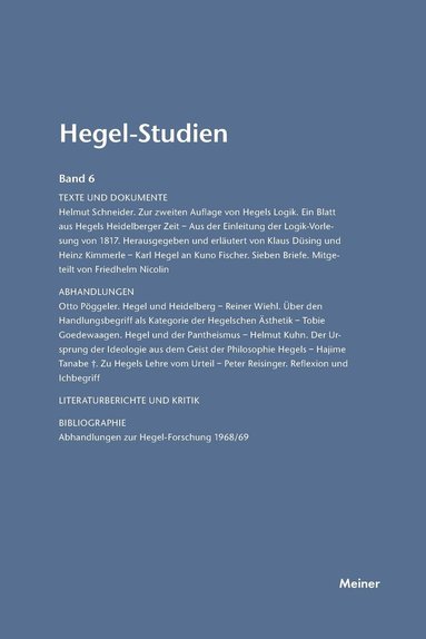 Otto Pöggeler, Friedhelm Nicolin - Hegel-Studien / Hegel-Studien Band 6 (1971), Häftad