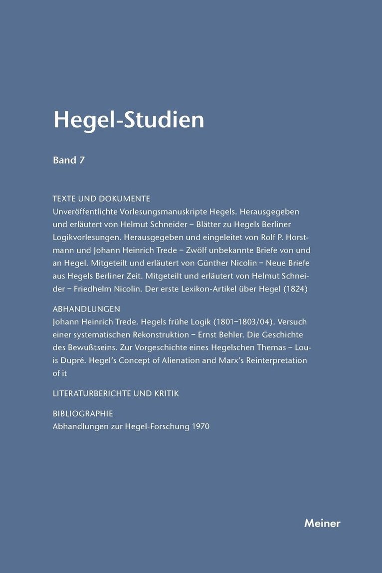 Hegel-Studien / Hegel-Studien Band 7 (1972) 1