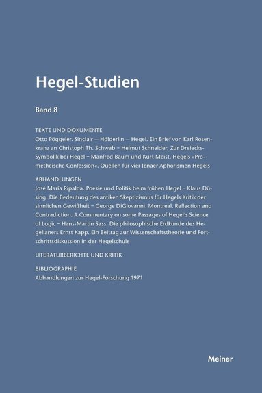 Otto Pöggeler, Friedhelm Nicolin - Hegel-Studien / Hegel-Studien Band 8 (1973), Häftad
