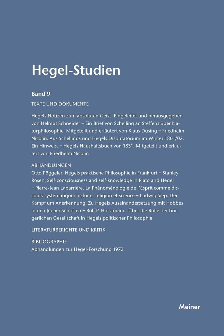 Hegel-Studien / Hegel-Studien Band 9 (1974) 1