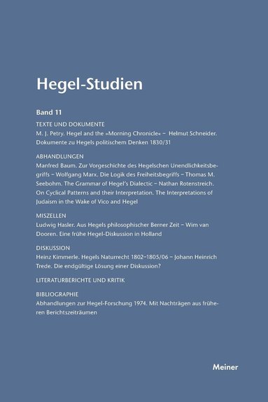 Otto Pöggeler, Friedhelm Nicolin - Hegel-Studien / Hegel-Studien Band 11 (1976), Häftad