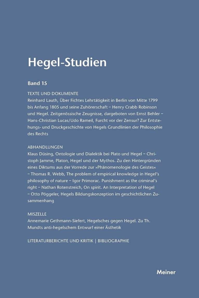 Hegel-Studien / Hegel-Studien 1