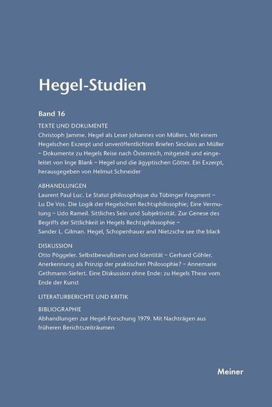 Otto Pöggeler, Friedhelm Nicolin - Hegel-Studien / Hegel-Studien Band 16 (1981), Häftad