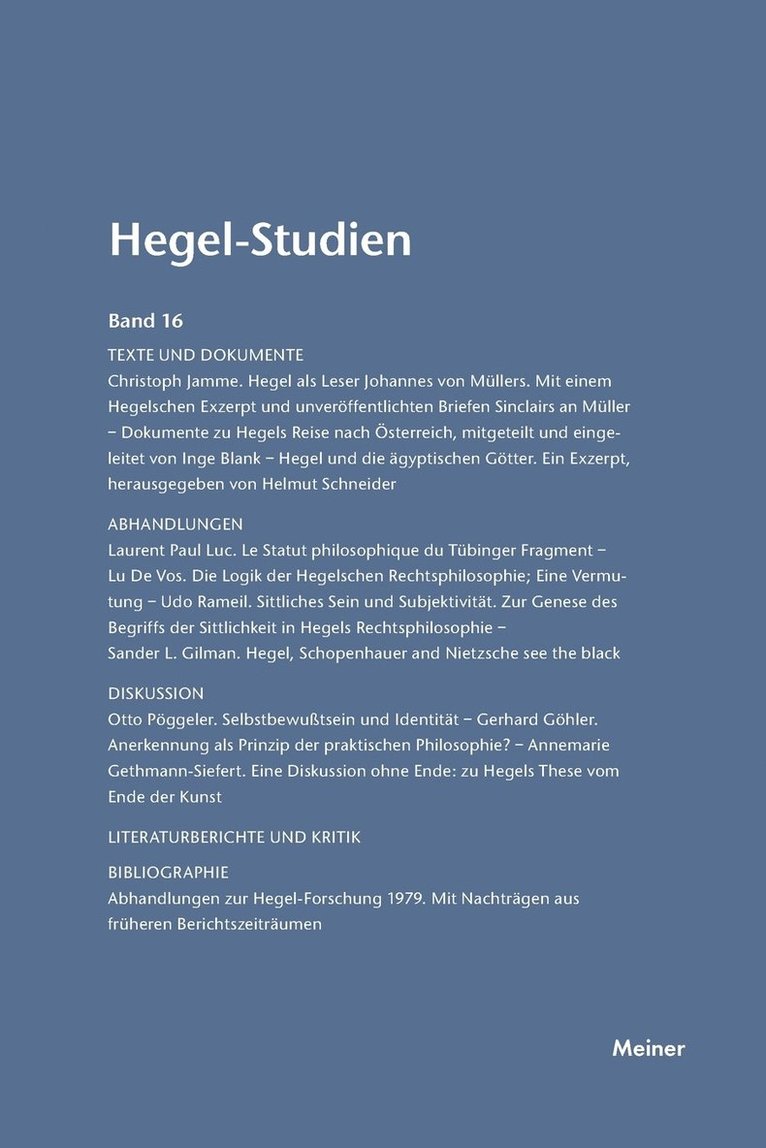 Otto Pöggeler, Friedhelm Nicolin - Hegel-Studien / Hegel-Studien Band 16 (1981), Häftad