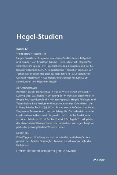 Otto Pöggeler, Friedhelm Nicolin - Hegel-Studien / Hegel-Studien Band 17 (1982), Häftad