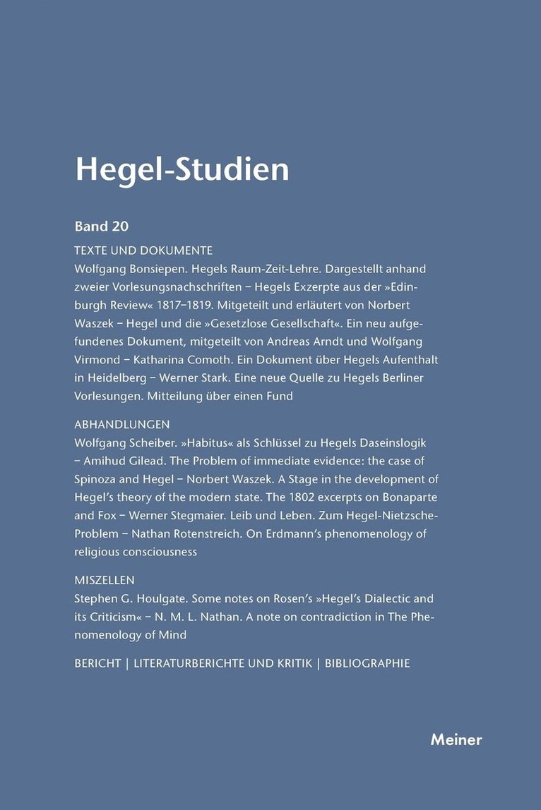 Hegel-Studien / Hegel-Studien Band 20 (1985) 1